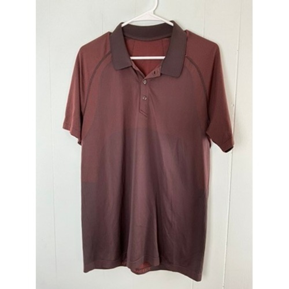 Lululemon Mens Metal Vent Tech Polo Shirt Burgundy Maroon Ombre Size Large